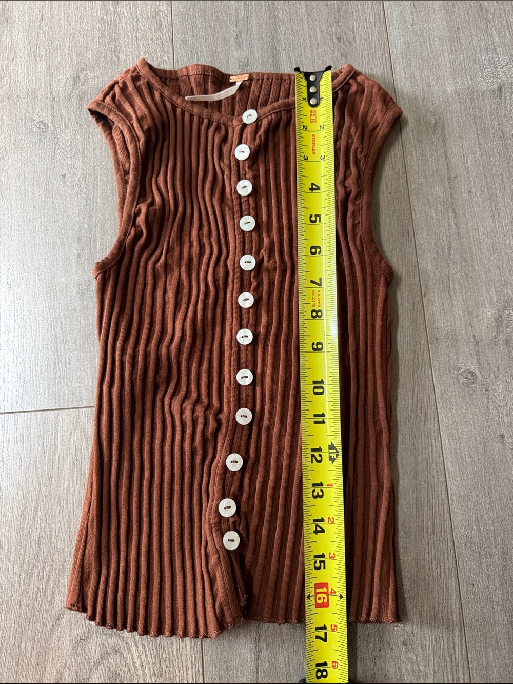 Free People Ribbed Button-Front Tank Top - Rust Brown - Picture 4 of 5